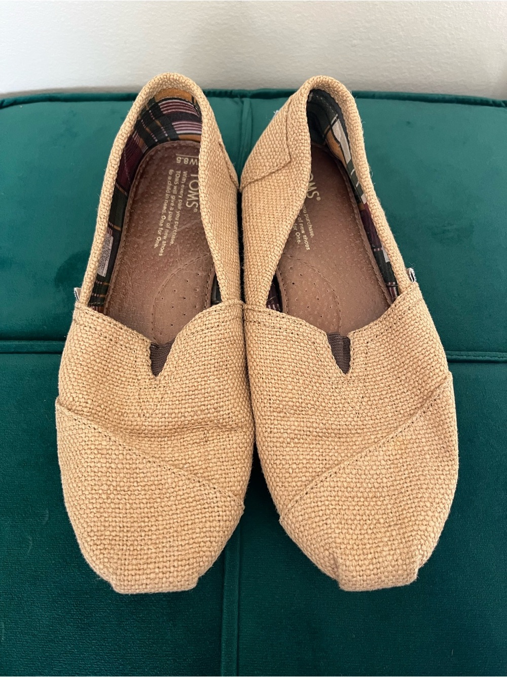 TOMS Women's Beige Canvas Slip-On Shoes Size 8.5